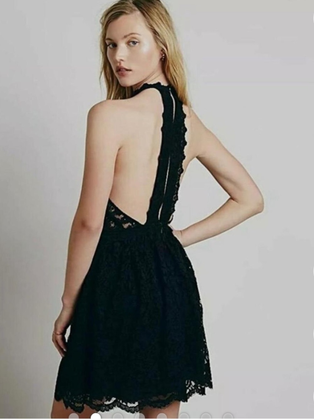 Free people Lost in a Dream halter lace mini dress.